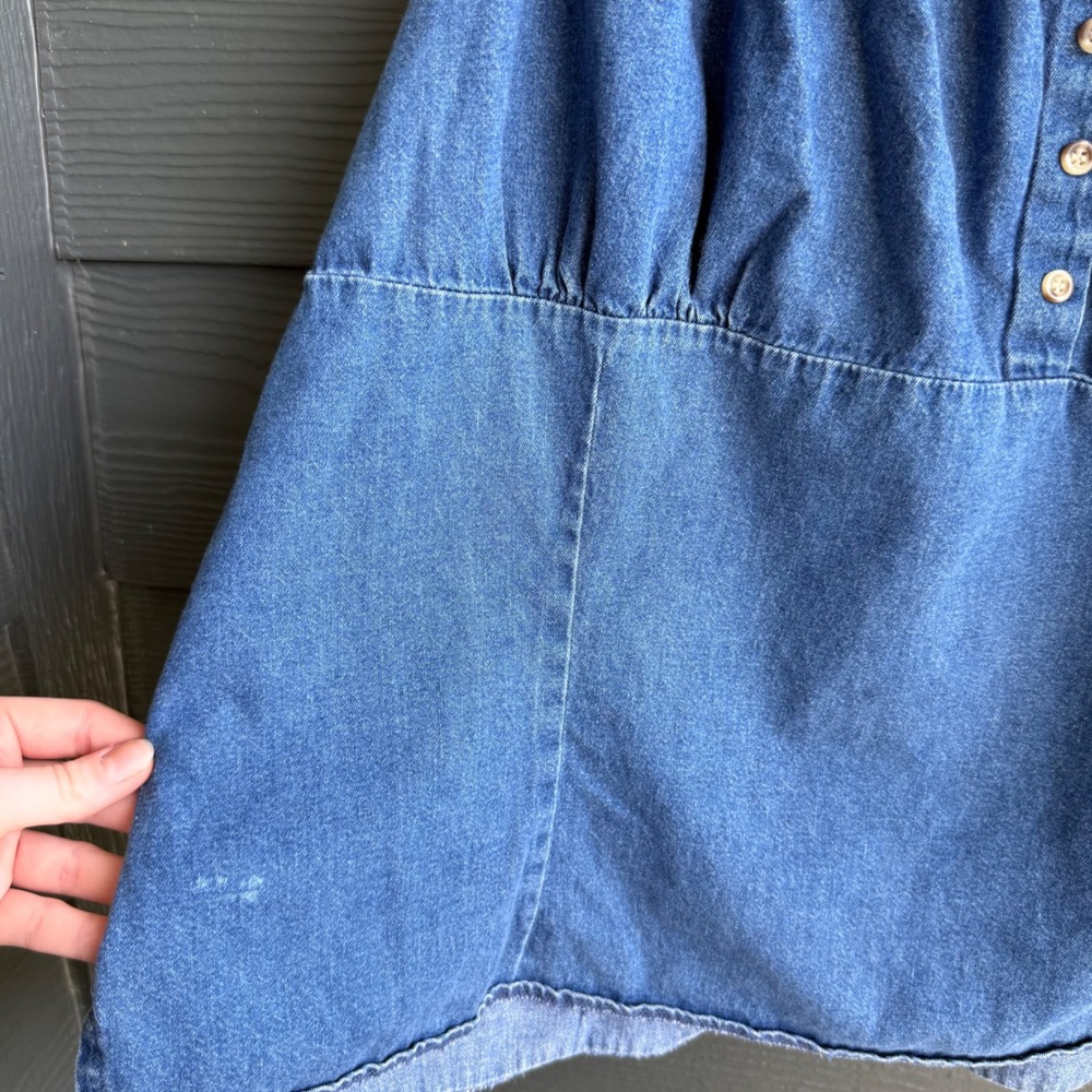 Zoey Beth Plus Chambray Peasant Tank Top Blue Babydoll Denim Blouse - Picture 6 of 8